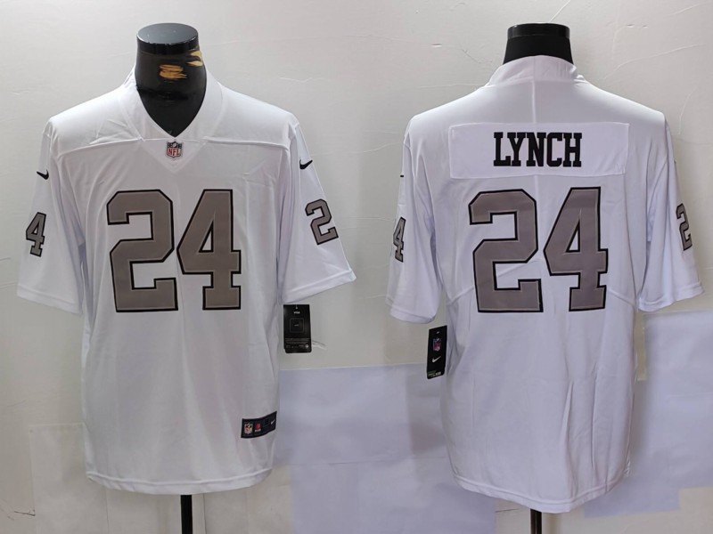 Men’s Las Vegas Raiders #24 Marshawn Lynch White Vapor Untouchable Limited Stitched Jersey